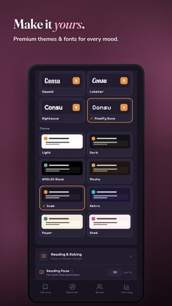 Make it feel like yours — themes screenshot