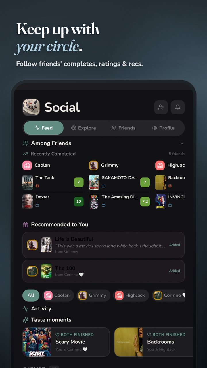 A feed with taste — activity feed screenshot